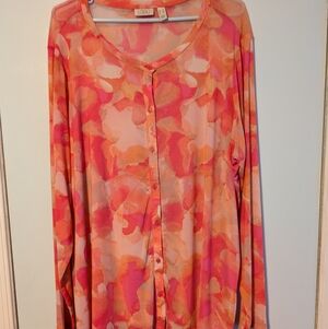 LOGO Pink and Orange Button-Up Blouse